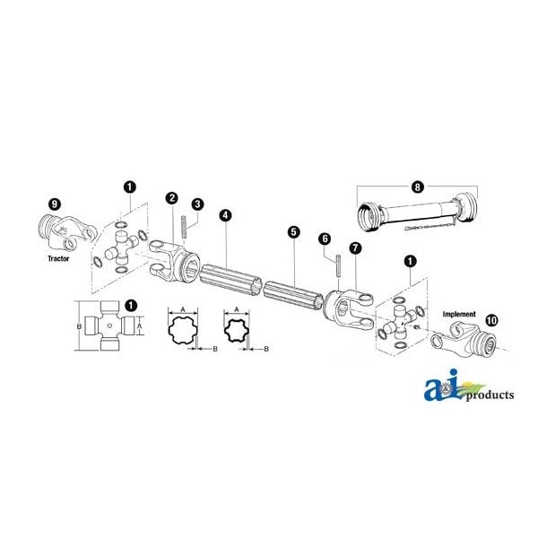 A & I Products Cross & Bearing Kit 4" x4" x1" A-180016004 - main